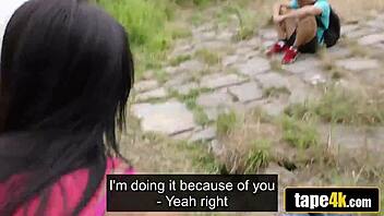 hot brunette girlfriend turns slut for cash while boyfriend watches! 😱