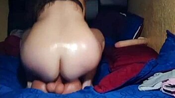 Colombian babe with big ass rides huge 10-inch toy. Her curves bounce wild with every thrust.