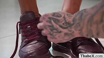 Lucky cleaner bareback fucks two horny shemales