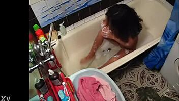 Barely legal step-sister caught on hidden cam in solo action