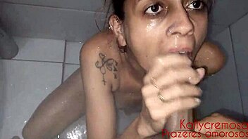 Milf sucks master's big black cock deep