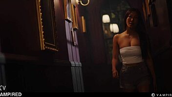 vampire lesbian threesome with emiri, maria nagai, and josephine jackson in halloween cosplay