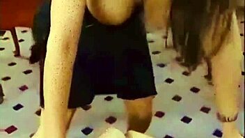 Veronica Zemanova performs passionate lesbian striptease with clothes ripped