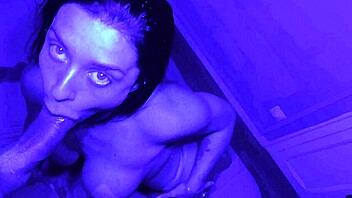 blowjob and creampie with monster cock in blue room 😈