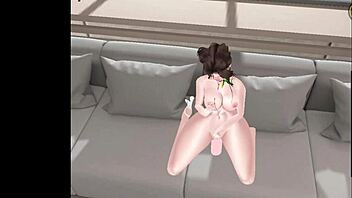 Luchyxd, the perverted Brazilian, masturbates on her sofa.