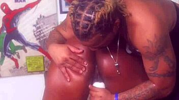 She moans during the bondage massage leading to a big black cock creampie.