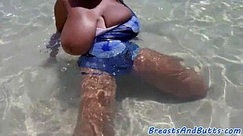 busty ebony babe gets doggystyled after hot titplay