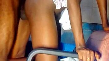 Feeling intense pleasure from hard fuck with African teen partner