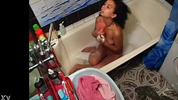 Barely legal step-sister caught on hidden cam in solo action