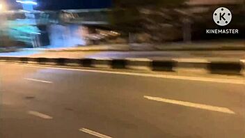 Esposa indulging in sensual street sex with tattooed partner