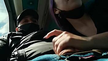 wild blowjob and creampie fucking on public service bus
