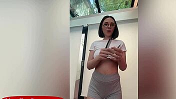 Big Tits Petite 18+ Stylist Goes Topless for Wild Dildo Ride