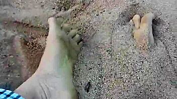 Love those bare feet in sand for foot fetish fun