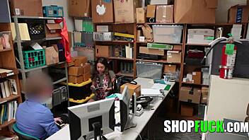 Teen thief caught stealing underwear got fucked hard at Shopfuck.