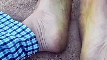 Love those bare feet in sand for foot fetish fun