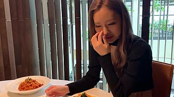 dude, this asian couple's hotel sex with red lingerie is insanely hot