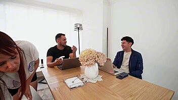 horny milf bangs two college students in wild threesome with cowgirl and spooning action