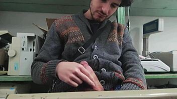 Home Alone But Boss In Other Room - Skinny Young Masturbation