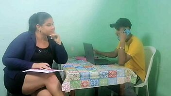 stepmother drilled by stepson in husband's office