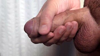 Cumshot in MORNING LIGHT, close-up homemade solo action in early dawn