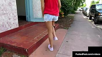 Cute Young Layla Lopez Gives Detailed Footjob with Toes and Dirty Talk in Classroom.