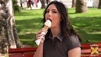 Laury the Hot Brunette Milf Gets Nailed by Two Studs