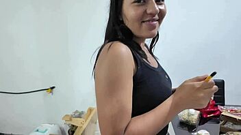 latina colombian girlfriend gets first creampie pov fucking