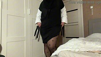 Stepmom in hijab, why show pantyhose to your stepson like this?