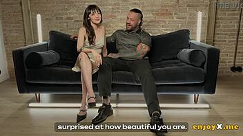 Watch this brunette suck and rim her tattooed boyfriend's cock.