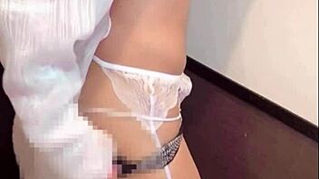 white-haired succubus crossdresser masturbates live on cam, so hot