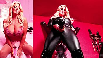 Stunnende blonde Brittany Andrews i latex dytter kjempeleker i fitta