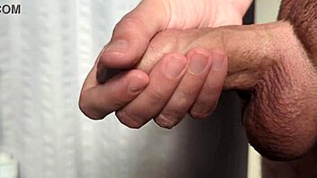 Cumshot in MORNING LIGHT, close-up homemade solo action in early dawn