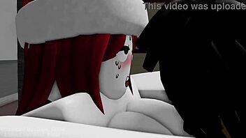 Red haired whore takes big black cock deep in her pussy and ass