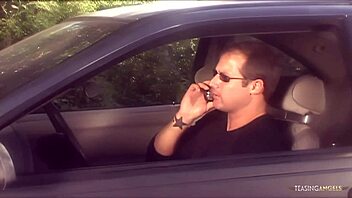 Confident brunette seduces a man and gets a load of cum on her face