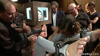 redhead and blonde subs get banged hard in public, just wild stuff!