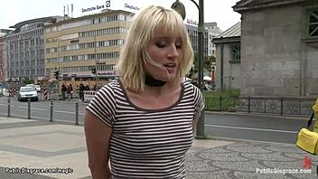 Pierced blonde whore got her pussy full of public cock