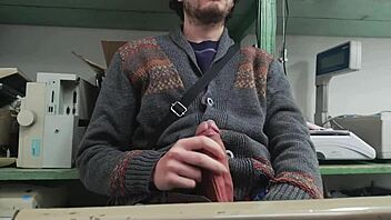 Home Alone But Boss In Other Room - Skinny Young Masturbation