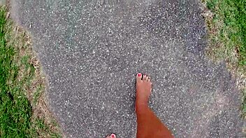 walking barefoot on streets and beach, dirty feet fetish