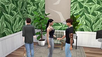 Wild group sex on the floor and chair! 😏