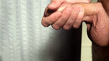 Cumshot in MORNING LIGHT, close-up homemade solo action in early dawn