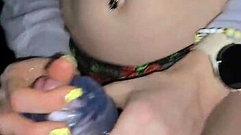 Milf Jerks Cock And Rides Huge Dildo In Crotchless Panties