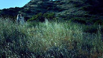 scarlet red and blake eden tease shaved pussies outdoors