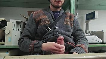 Home Alone But Boss In Other Room - Skinny Young Masturbation