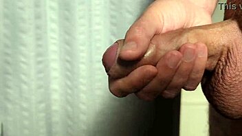 Cumshot in MORNING LIGHT, close-up homemade solo action in early dawn