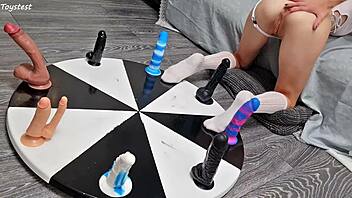 Petite Stepsister Earns Her Orgasm with Wild Dildo Wheel Play