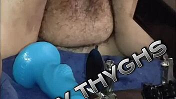 Fat Slut MistyThyghs Fucked with Huge Dildo! Creamy Cunt Massage!