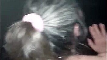 Female slave gives blowjob at gloryhole, swallows cum 😈