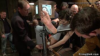 redhead and blonde subs get banged hard in public, just wild stuff!