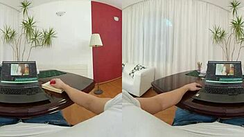 sexy brunette in czech vr loves anal riding and creampie with piercing and lingerie 😍