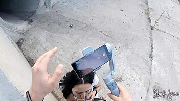 Girlfriend demonstrates blowjob skills on big cock